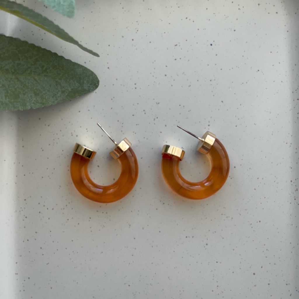 Small Acrylic Amber C Shaped Hoop